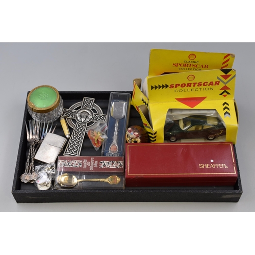 170 - Selection of Items to include Two Shell Sports Car Diecast Models, Trinket Box, Sheaffer Pen and Mor... 