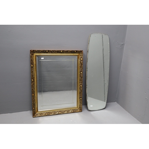 427 - Two Wall Mirrors To Include Retro Style Pie Crust Edge, And Gilt Framed. Retro Style Mirror is Appro... 