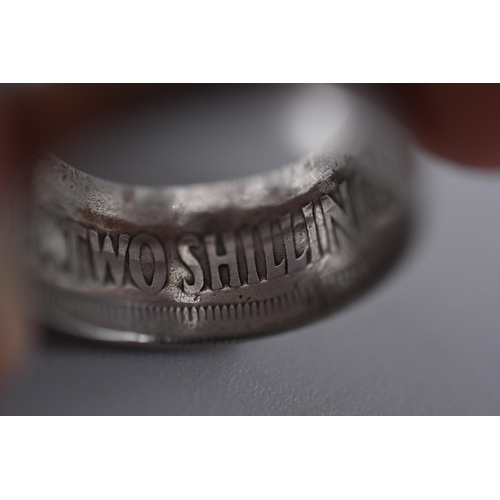 279 - Silver Band Ring Made from a 1942 Two Shilling Coin Complete with Presentation Box