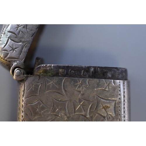 60 - A Hallmarked Birmingham Silver Vesta Case With Guard Chain, Circa 1902