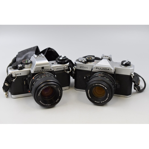 439 - Selection of vintage Cameras Including FUJICA STX-1 and PRACTIKA BCX