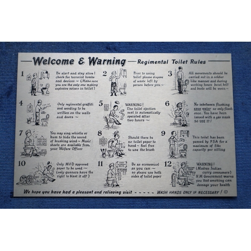 444 - Vintage Framed Metal Print Entitled Welcome and Warning 