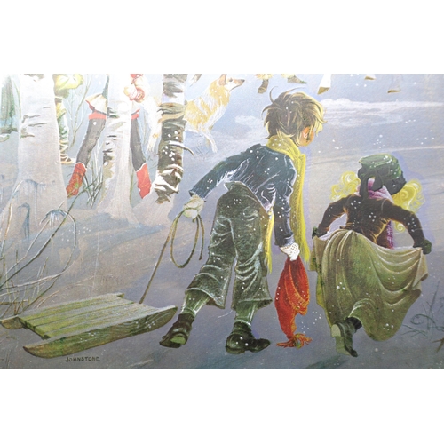 445 - Framed and Glazed Janet and Anne Grahame Johnstone Foil Picture entitled 