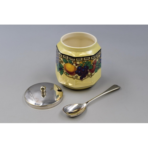 357 - Art Deco Lustre Flosmaron  Sugar Bowl with EPNS Lid and Spoon