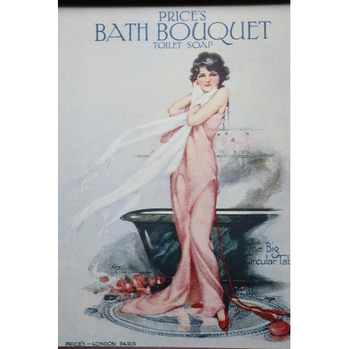 448 - A Framed and Glazed Vintage Reproduction Price's Bath Bouquet Toilet Soap Advertising Poster, Approx... 