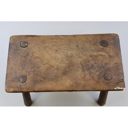 399 - A Handmade Rustic Child's Wooden Stool, Approx 6.5