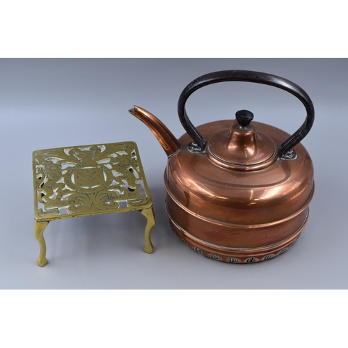 402 - Large Copper Kettle with a Brass Stand