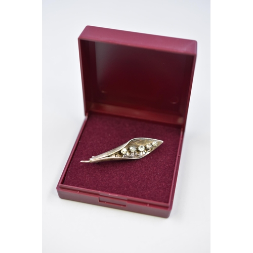 87 - Hallmarked Birmingham Silver Art Nouveau Floral Brooch with Presentation Box