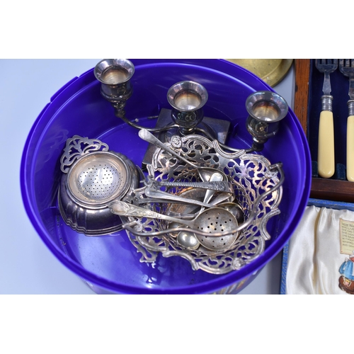 407 - A Mixed Selection To Include Spring Loaded Candlestick, Silver Plated Cutlery Set (In Presentation B... 