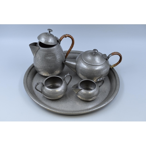 410 - Craftsman Sheffield Hammered Five Piece Tea Set