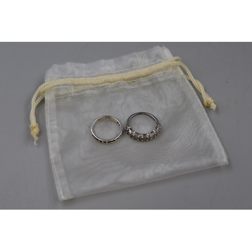 105 - Two 925. Silver Rings, To Include Clear Stoned (Size P), And Other (Size Q, AF)