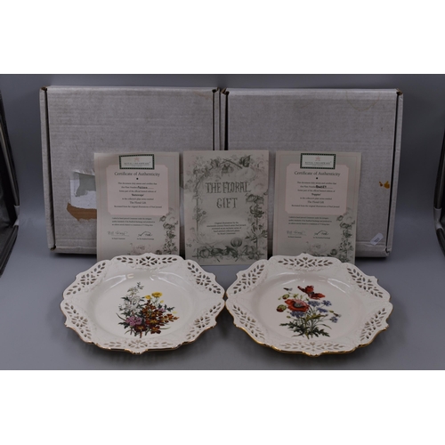 420 - Two Royal Creamware Limited Edition Fine China Cabinet Plates from The Floral Gift Collection Comple... 