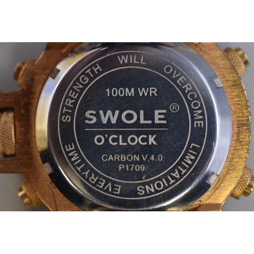 114 - Swole O'Clock 100m Analogue/Digital Chronograph Quartz Watch (Broken Strap) Not Verified