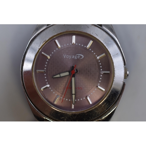 117 - A Voyage Quartz Compass Watch, With Leather Strap