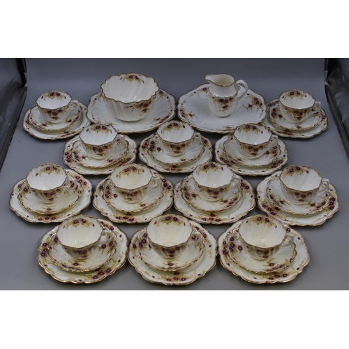 424 - A Forty Piece Antique Floral Tea Set (Twelve Trios, Milk Jug, Sugar Bowl, And Two Sandwich Plates)