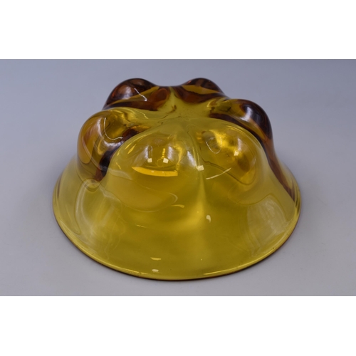 322 - Large, Heavy Amber Coloured Glass Bowl (8