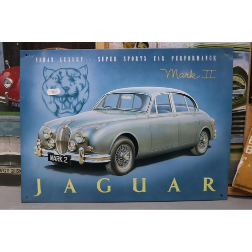 485 - A Selection of Jaguar Memorabilia To Include Tin Plate Advertisement, Collage, And Pieces of Ephemer... 