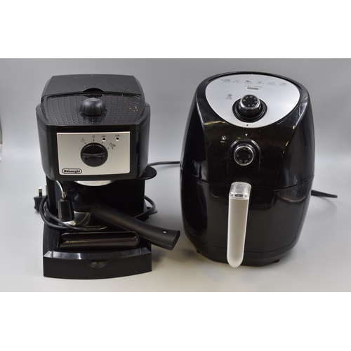 568 - De Longhi Coffee Machine and a Single Drawer Air Fryer (Both Working)