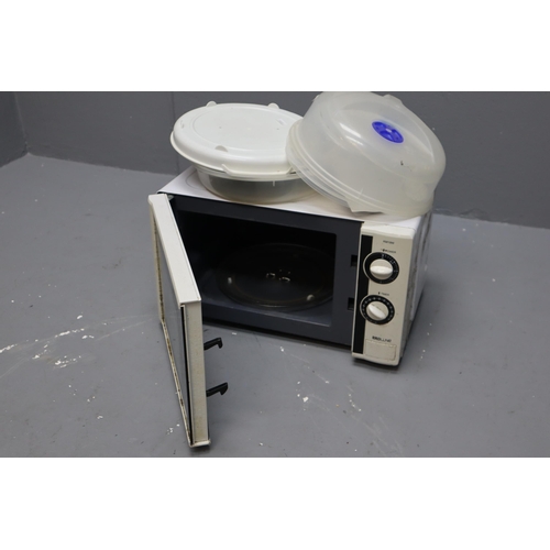 571 - Proline KM19W 800w microwave (working when tested) with microwavable plastic bowls