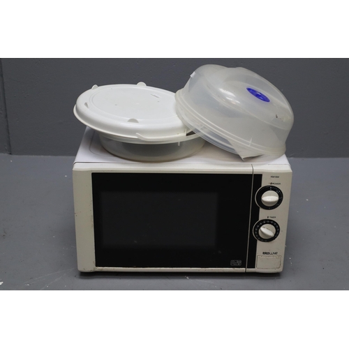 571 - Proline KM19W 800w microwave (working when tested) with microwavable plastic bowls