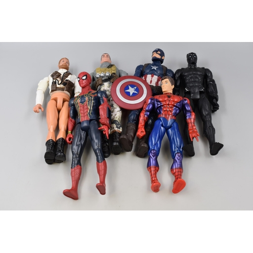 578 - Six Articulated Action Figures including Marvel Captain America and the Black Panther (Tallest 12