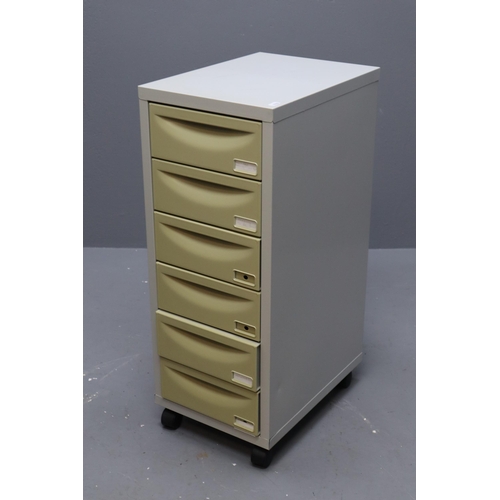 661 - Six Drawer metal Cased Storage/Filing Unit on Castors approx 28