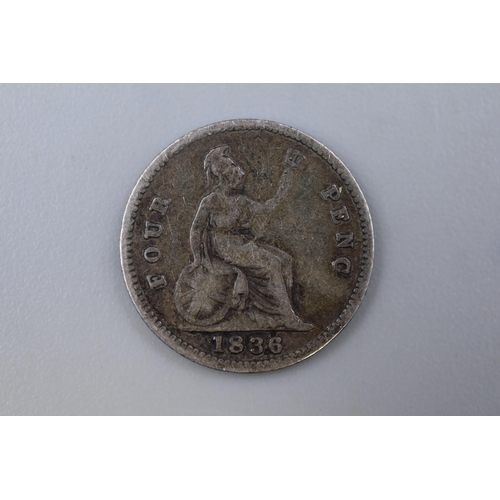 175 - An 1836 William IV Silver Groat