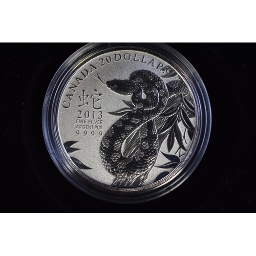 178 - A Canadian 9999. Fine Silver Year of The Snake 20 Dollar Coin