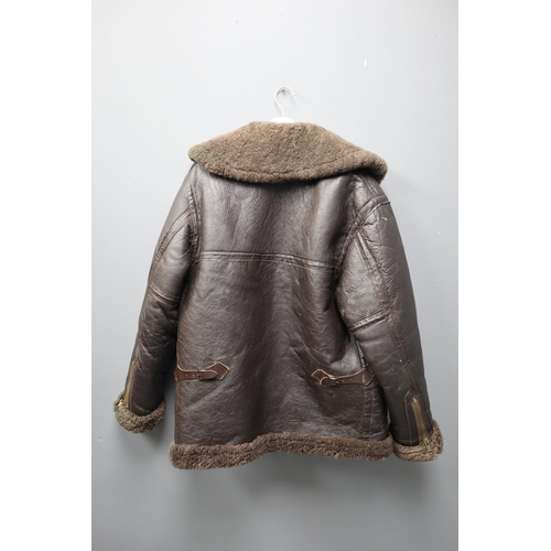 642 - Aviator Style Leather Sheepskin Jacket (Size XL)