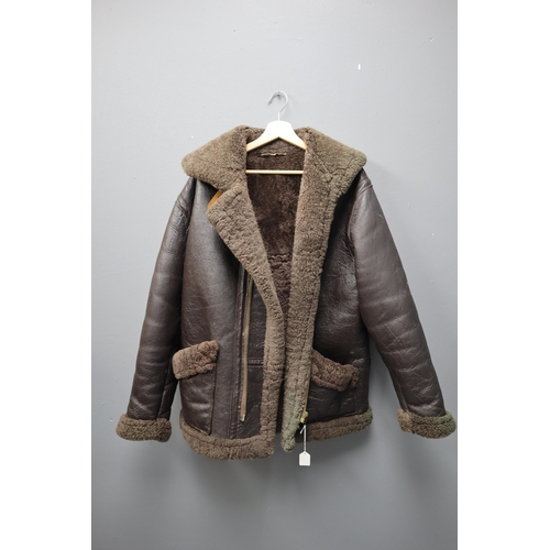 642 - Aviator Style Leather Sheepskin Jacket (Size XL)