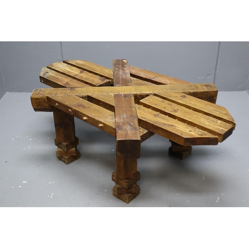 645 - Bespoke Hand Made Solid Wood Gothic Coffee Table approx 47