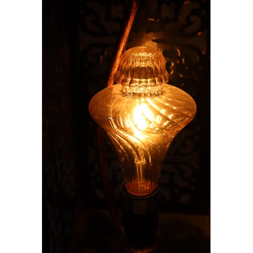 648 - A Pair of Moroccan Style Floor Lamps, Both With Metal Frames and Internal Unusual Spiral Bulbs. Ligh... 