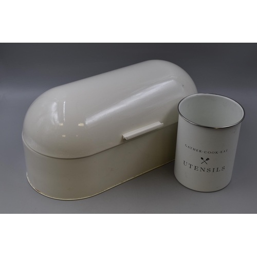 714 - Metal Apollo Bread Bin in Cream Colour approx 17