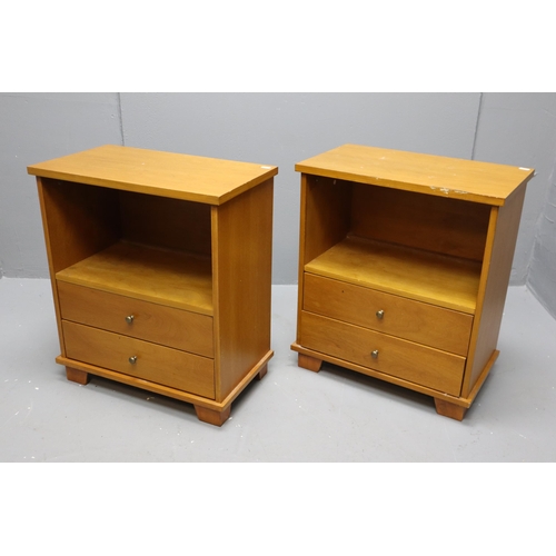 647 - Pair of Matching Teak Two Drawer, One Shelf Bedside Units approx 24