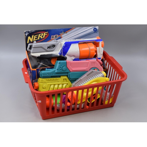 612 - A Boxed Nerf N-Strike Elite Strongarm, With Three Water Pistols