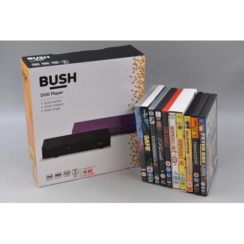 614 - Bush DVD Player with Remote Control and 10 DVD's including Comedy, Drama and Horror