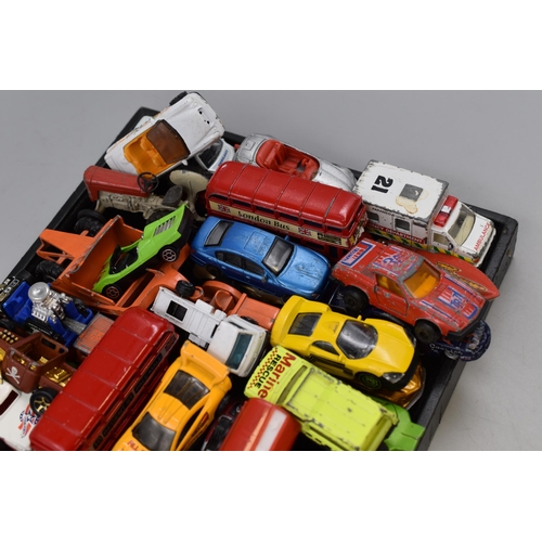 219 - A Selection of Various Playworn Die Cast Vehicles To Include Hot Wheels, Matchbox, Corgi, And More