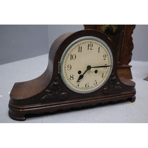 722 - Four Wooden Mantle Clocks A/F