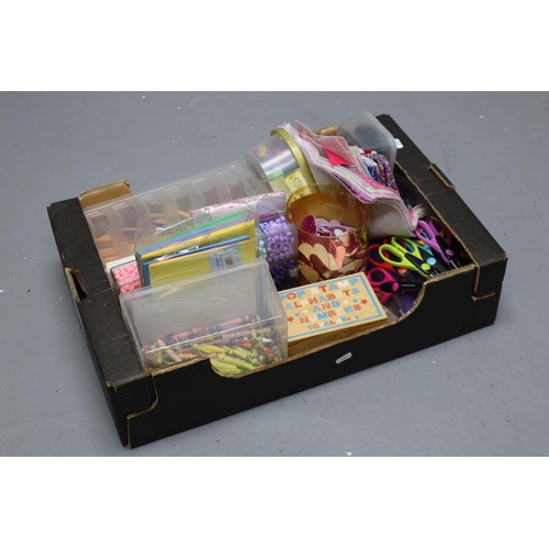 723 - A Selection of Arts and Crafts Items To Include Stamps, Beads, Ink Pads, Crayons, And More