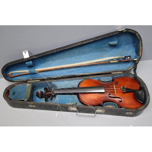 619 - Two Violins with cases (as found)