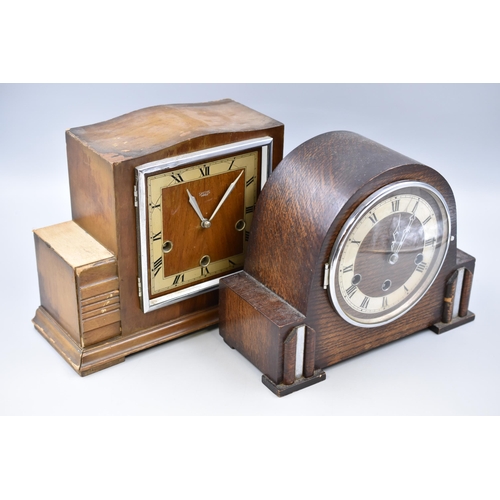 729 - Two Wooden Mantle Clocks to Include Smiths Enfield and Other