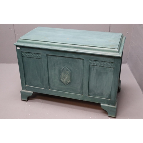 622 - Antique dark wooden chest that’s been painted green (25.5