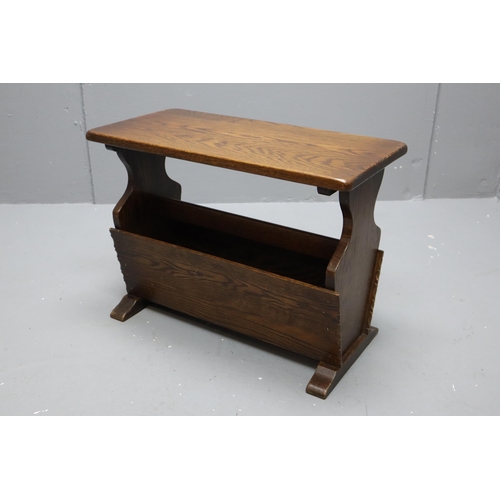 623 - Antique dark wood Webber magazine rack (18