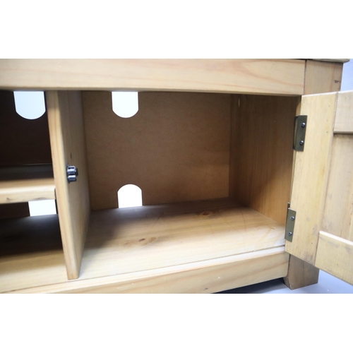 627 - Pine TV / Media Unit with Two Shelves and Storage Cabinet (42