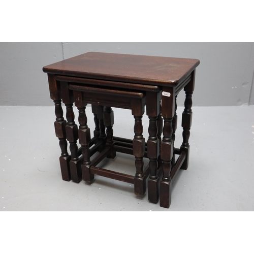 631 - Heavy Hard Wood Nest of 3 Tables (19