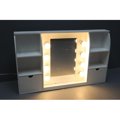 638A - Light Up Vanity Mirror with Storage (32” x 28”)