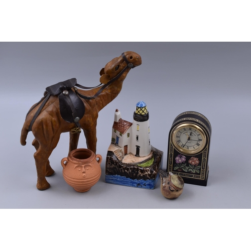 291 - Leather Camel Figure, Tremar Bird, Roger Lascellec Clock and More