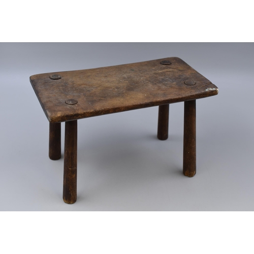 399 - A Handmade Rustic Child's Wooden Stool, Approx 6.5