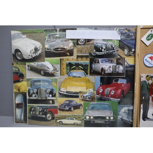 485 - A Selection of Jaguar Memorabilia To Include Tin Plate Advertisement, Collage, And Pieces of Ephemer... 