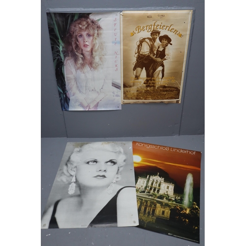 486 - A Selection of Five Posters To Include Two Posters Depicting Female Icons (Stevie Nicks and Jean Har... 